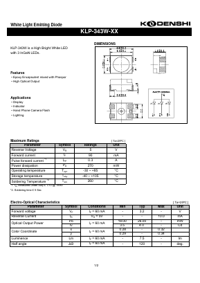 KLP-343W Datasheet PDF Kodenshi Auk Co., LTD