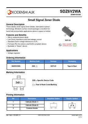 SDZ6V2WA Datasheet PDF Kodenshi Auk Co., LTD