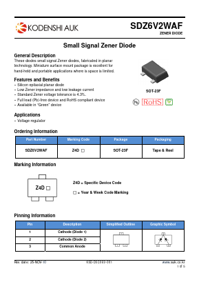 SDZ6V2WAF Datasheet PDF Kodenshi Auk Co., LTD