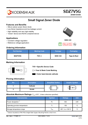 SDZ7V5G Datasheet PDF Kodenshi Auk Co., LTD