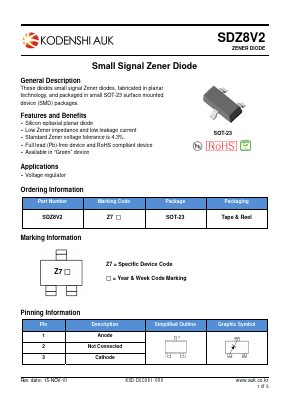 SDZ8V2 Datasheet PDF Kodenshi Auk Co., LTD