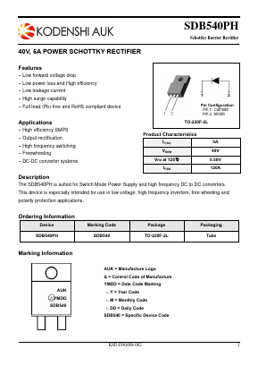 SDB540PH Datasheet PDF Kodenshi Auk Co., LTD