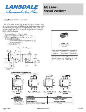 MC112061P Datasheet PDF LANSDALE Semiconductor Inc.