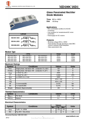 MD100C16D1 Datasheet PDF Shanghai Leiditech Electronic Technology Co., Ltd