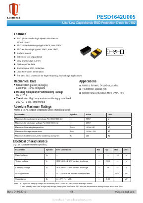 PESD1642U005 Datasheet PDF Shanghai Leiditech Electronic Technology Co., Ltd