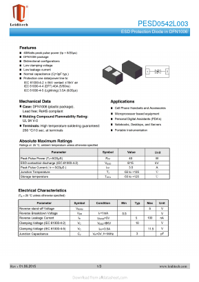 PESD0542L003 Datasheet PDF Shanghai Leiditech Electronic Technology Co., Ltd