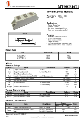 MT60CB16T1 Datasheet PDF Shanghai Leiditech Electronic Technology Co., Ltd