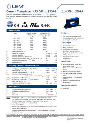 HAX2500-S Datasheet PDF LEM Industrial