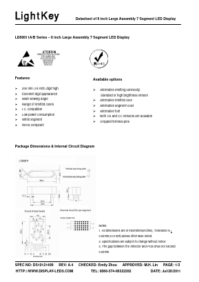LD80011AUA Datasheet PDF LightKey Optoelectronics Ltd.