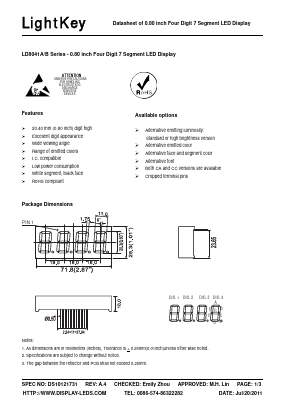 LD8041A Datasheet PDF LightKey Optoelectronics Ltd.