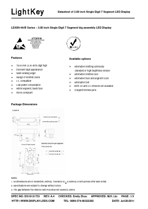 LD30014AY Datasheet PDF LightKey Optoelectronics Ltd.