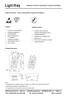 LD20011AD Datasheet PDF LightKey Optoelectronics Ltd.