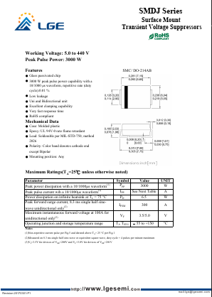 SMDJ5.0A Datasheet PDF Shenzhen Luguang Electronic Technology Co., Ltd