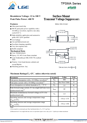 TPSMA15CA Datasheet PDF Shenzhen Luguang Electronic Technology Co., Ltd