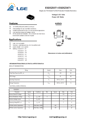 ESD5Z12T1 Datasheet PDF Shenzhen Luguang Electronic Technology Co., Ltd