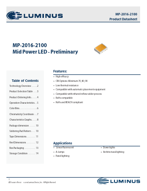 MP-2016-2100-30-80 Datasheet PDF Luminus, Inc