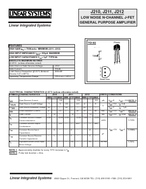 J212 Datasheet PDF Linear Integrated System