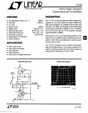 LT1191 Datasheet PDF Linear Technology