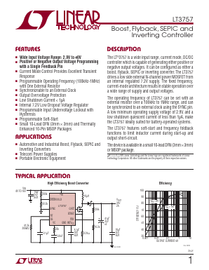 LT3757EMSE-TRPBF Datasheet PDF Linear Technology