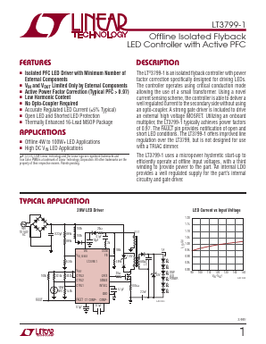 LT3799EMSE-1-TRPBF Datasheet PDF Linear Technology