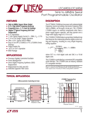 LTC6903CMS8-TRPBF Datasheet PDF Linear Technology