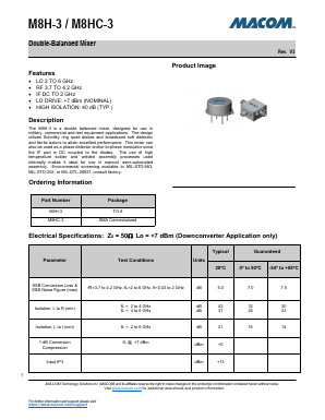 M8H-3 Datasheet PDF M/A-COM Technology Solutions, Inc.