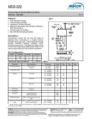 MDS-222 Datasheet PDF M/A-COM Technology Solutions, Inc.