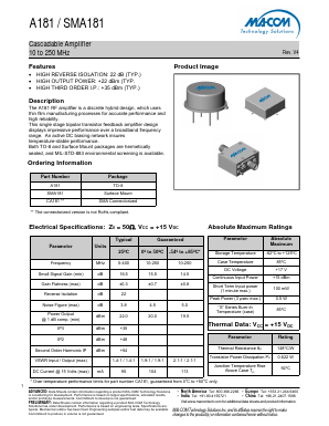 SMA181 Datasheet PDF M/A-COM Technology Solutions, Inc.