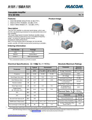 SMA181 Datasheet PDF M/A-COM Technology Solutions, Inc.