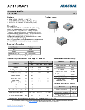 SMA611 Datasheet PDF M/A-COM Technology Solutions, Inc.