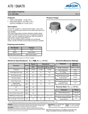SMA70 Datasheet PDF M/A-COM Technology Solutions, Inc.