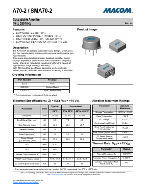 SMA70-2 Datasheet PDF M/A-COM Technology Solutions, Inc.