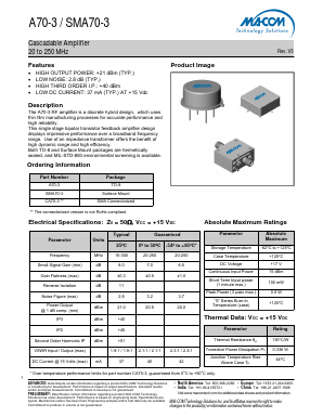 SMA70-3 Datasheet PDF M/A-COM Technology Solutions, Inc.