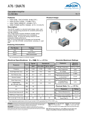 SMA76 Datasheet PDF M/A-COM Technology Solutions, Inc.