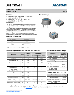 A81 Datasheet PDF M/A-COM Technology Solutions, Inc.