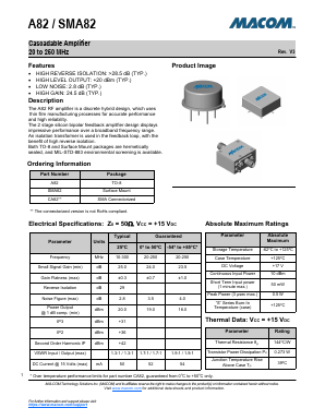 SMA82 Datasheet PDF M/A-COM Technology Solutions, Inc.