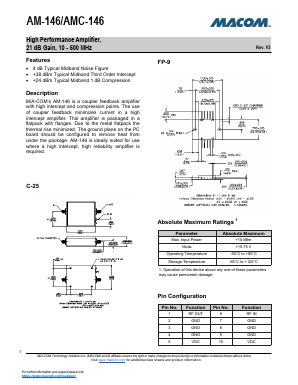 AMC-146SMA Datasheet PDF M/A-COM Technology Solutions, Inc.
