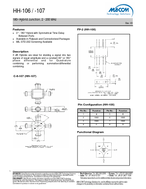 HH-106PIN Datasheet PDF M/A-COM Technology Solutions, Inc.