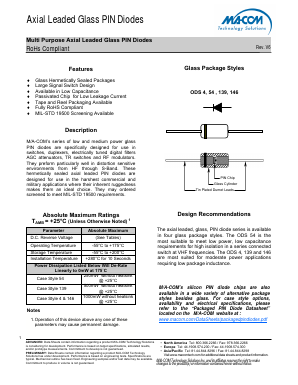 MA4P404 Datasheet PDF M/A-COM Technology Solutions, Inc.