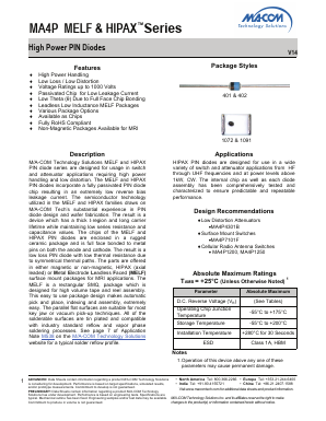 MA4P4002B-402 Datasheet PDF M/A-COM Technology Solutions, Inc.