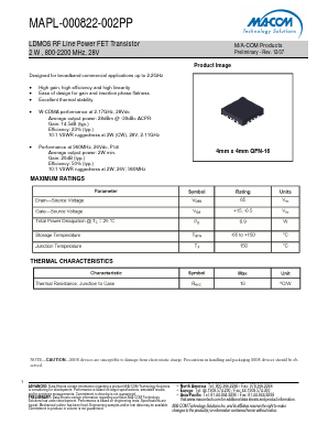 MAPL-000822-002PP Datasheet PDF M/A-COM Technology Solutions, Inc.