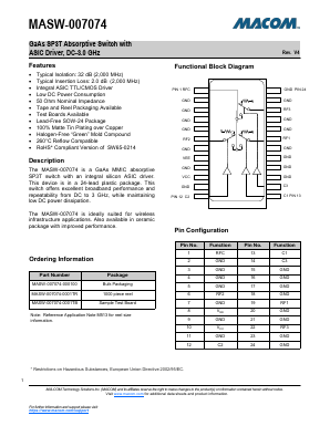 MASW-007074-0001TB Datasheet PDF M/A-COM Technology Solutions, Inc.