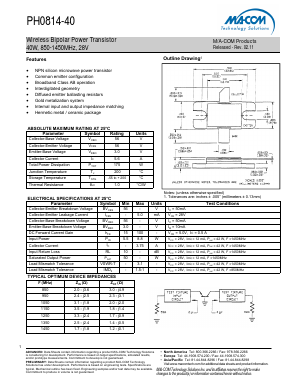 PH0814-40 Datasheet PDF M/A-COM Technology Solutions, Inc.