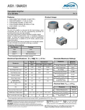SMA531 Datasheet PDF M/A-COM Technology Solutions, Inc.