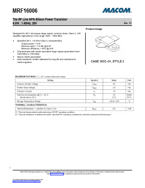 MRF16006 Datasheet PDF M/A-COM Technology Solutions, Inc.