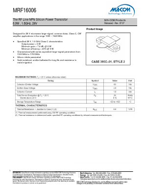 MRF16006 Datasheet PDF M/A-COM Technology Solutions, Inc.