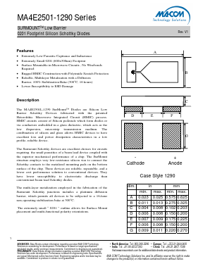 MA4E2501-1290 Datasheet PDF M/A-COM Technology Solutions, Inc.