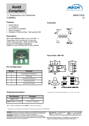 MABA-008031-CT39TB Datasheet PDF M/A-COM Technology Solutions, Inc.