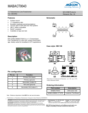 MABACT0043 Datasheet PDF M/A-COM Technology Solutions, Inc.