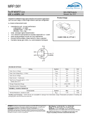 MRF136Y Datasheet PDF M/A-COM Technology Solutions, Inc.